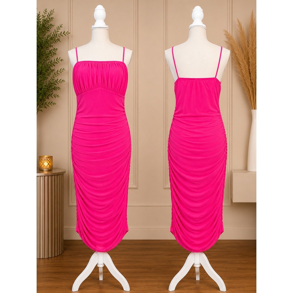 SHEIN Curve Barbiecore‎ Midi Dress 2X Hot Pink Night Out NWT